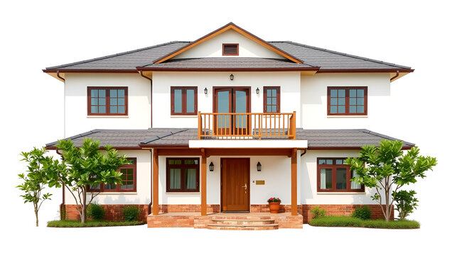 Quadruplex House Isolated on White Background