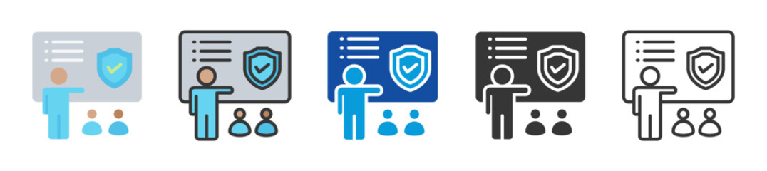 security training icon set multi style various collection