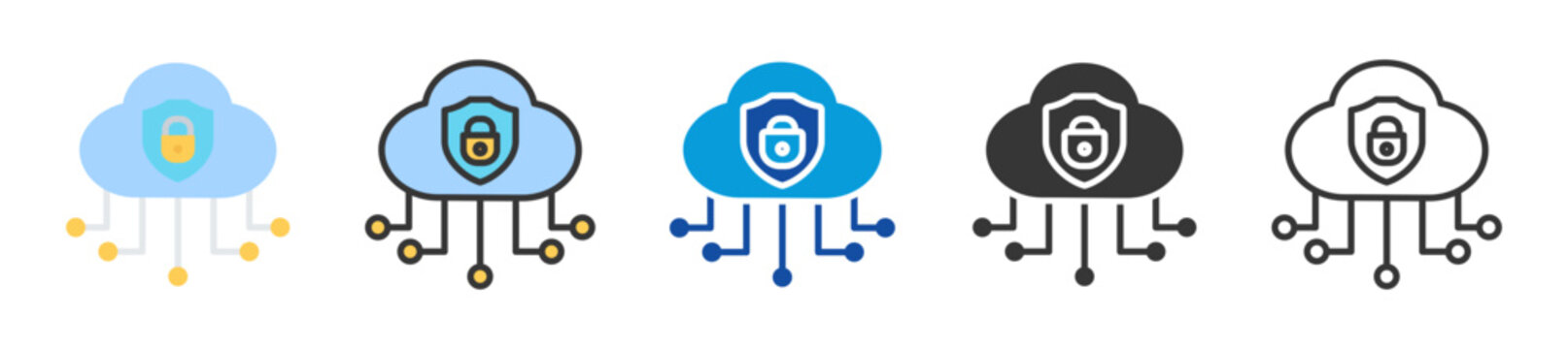 cloud security icon set multi style various collection