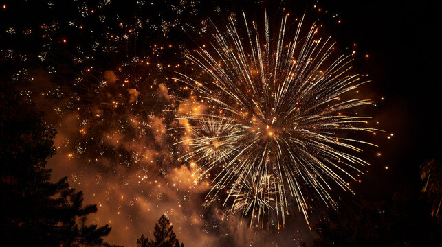 beautiful night sky with fireworks