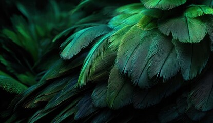 Obraz premium Emerald green feathers showcasing soft, delicate texture and vibrant color details