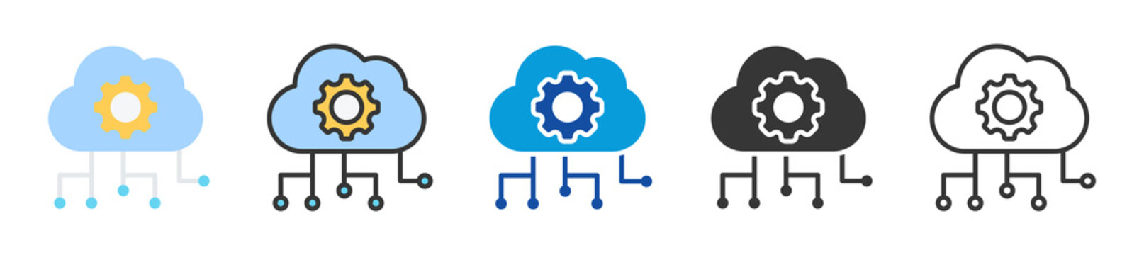 cloud infrastructure icon set multi style various collection