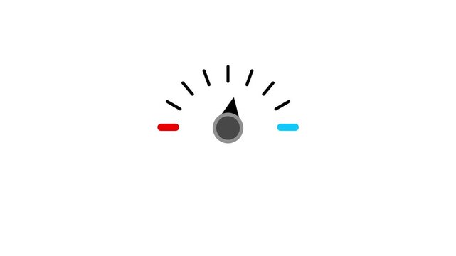 Speedometer Gauge Indicator Icon on white Background, Performance Meter Dashboard with Red and blue Level, Technology Measurement Illustration.