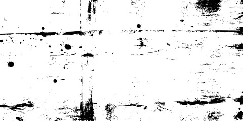 Fototapeta premium Black and white monochrome grunge distressed vector texture overlay Abstract worn surface background with scratches and paint ink splatters