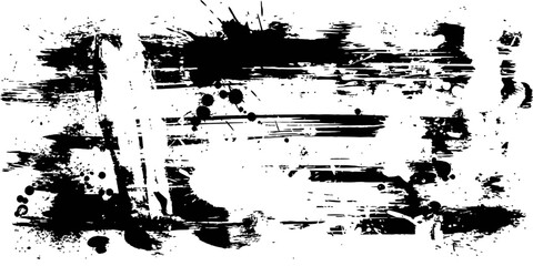 Fototapeta premium Black Grunge Ink Splatter Frame Background Vector Abstract Distressed Paint Brush Stroke Texture Overlay
