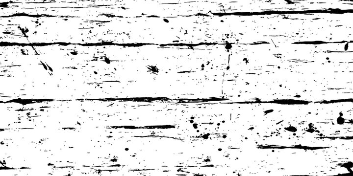 Seamless black and white grunge vector texture with distressed horizontal lines and ink splatters background