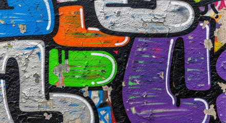 Colorful Graffiti Art on Urban Wall Surface. © wardani