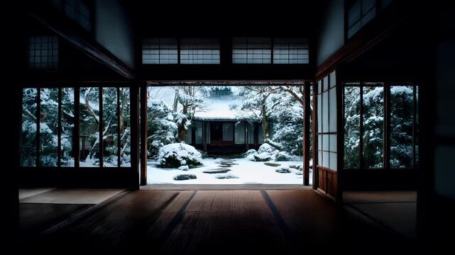 Zen Buddhism, meditation, inner peace, Chinese Japanese Asian tradition. Therapy stress release treatment, health lifestyle. A serene Japanesestyle room with tatami mats on the floor.