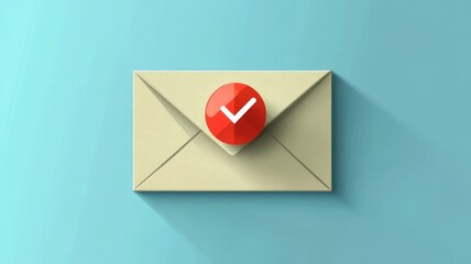 Delivered and confirmed red tick marks indicate successful mail envelope transit and verification.