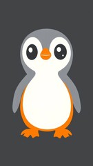 Obraz premium Adorable penguin with enormous expressive eyes and distinctive large nose on snowy landscape.