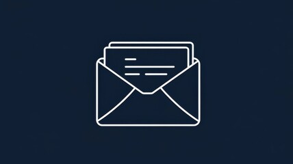 Clean white envelope icon presented on a deep contrasting dark background for digital communication.