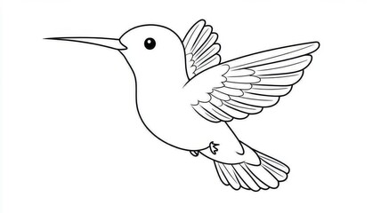 Fototapeta premium Delicate hummingbird coloring page for artistic expression and relaxation intricate floral designs.