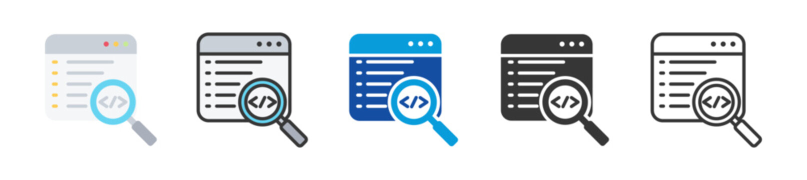 code review icon set multi style various collection