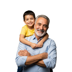 Obraz premium Middle Eastern Grandfather and Grandson Bonding, Multi Generational Family Portrait