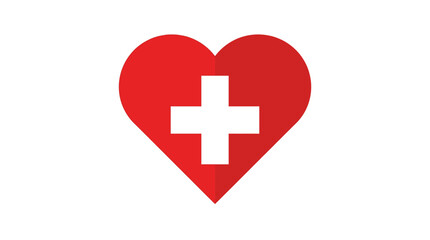Fototapeta premium Red heart medical cross logo icon