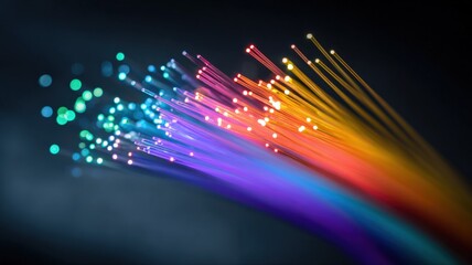 Obraz premium Fiber Optic Cables Transmitting Data Signals Through High-Speed Network Technology for Modern Communication