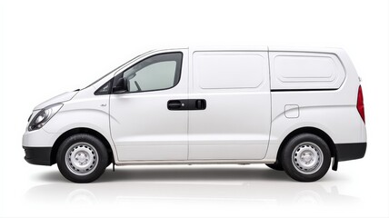 White Delivery Van Isolated: Commercial Vehicle for Transport, Logistics, and Courier Services on a White Background