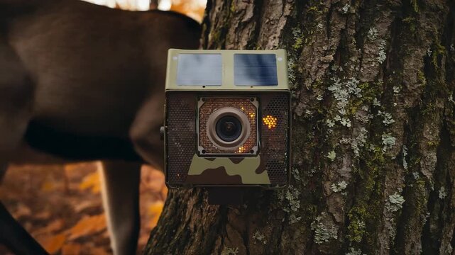 Static Shot of Trail Camera Sensor Activation as Deer Appears