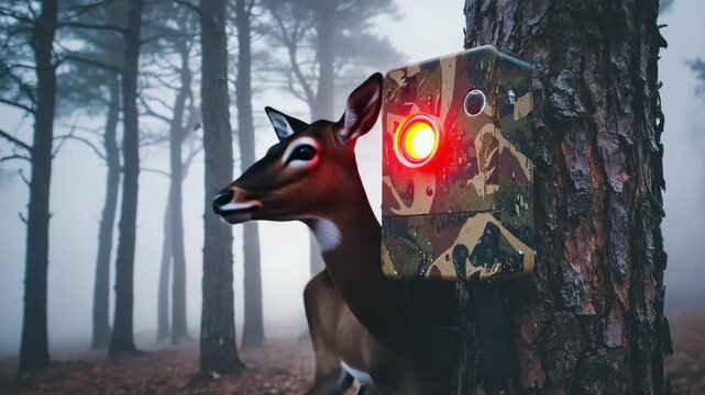 Passive Infrared Wildlife Camera Triggered by Deer in Natural Habitat