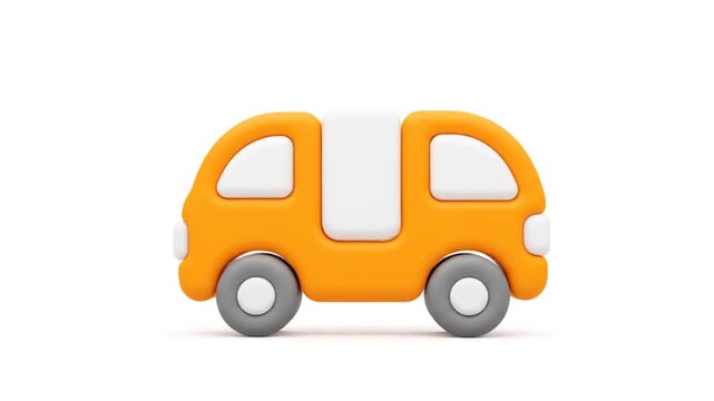 Orange Toy Car Animation Video.