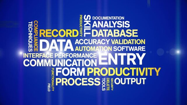 Data Entry animated word cloud-text design animation tag kinetic typography seamless loop.