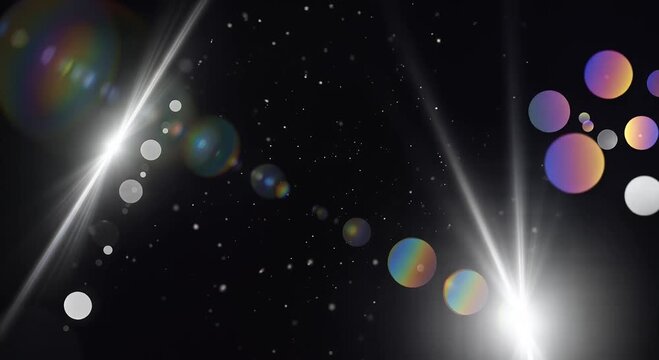 Cinematic Lens Flare and Bokeh Lights on Dark Background with Orbs