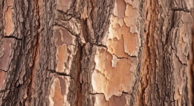 close-up tree bark texture with moss on rugged trunk in forest