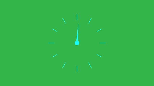 12 hours clock dial loop, twenty-four hours time lapse animation. Twelve hours clock run, moving time arrows. Hours appear on a white background