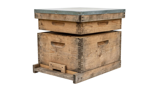 Wooden Beehive stacked on transparent background