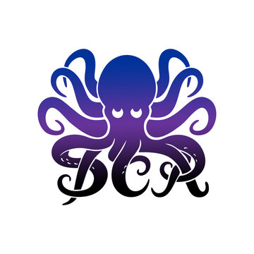 Octopus Logo with Tentacles and Letters.