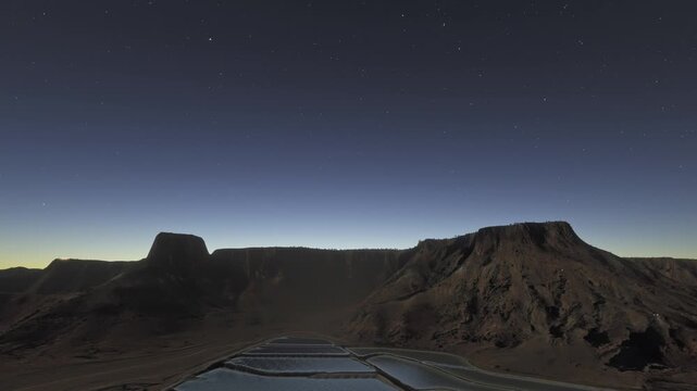 Dusk drone aerial view of Potash Ponds in Moab. United States