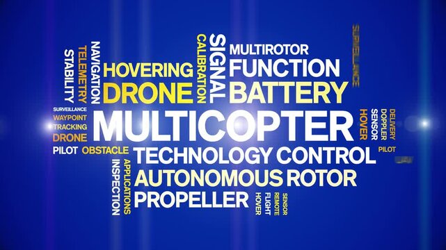 Multicopter animated word cloud-text design animation tag kinetic typography seamless loop.