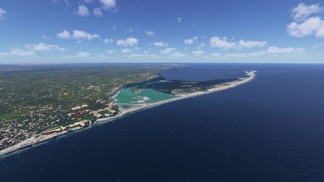 Drone aerial view of Trou Deniaud coast in Ghizen. Tunisia