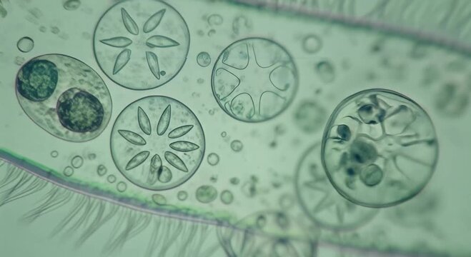 paramecium under microscope: ciliates in pond water