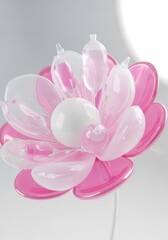 Fototapeta premium Flower made of medical infusion bags and plastic tubing. Artistic creation symbolizing health care and life. Conceptual sculpture representing medicine, care, healing and hospital technology.