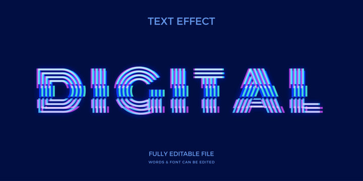 A blue and purple digital text effect with a futuristic design