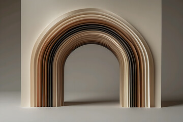 Layered paper cut arch tunnel with soft earthy color palette
