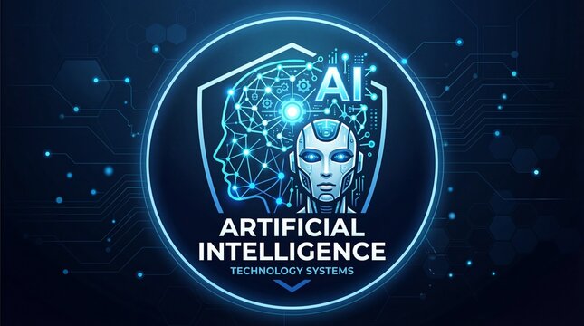 Artificial intelligence AI pictogram. Technology related  artificial intelligence, computers and systems that are intelligent, graphic of robot. Vector ai generated logo or symbol. Tech icon