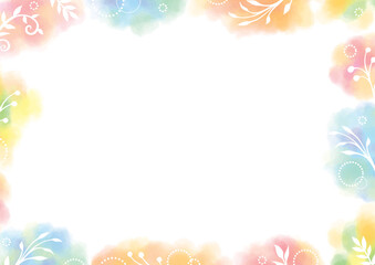Fototapeta premium Pastel Watercolor Botanical Decorative Frame Background