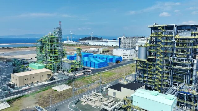 Aerial view of biomass power plant