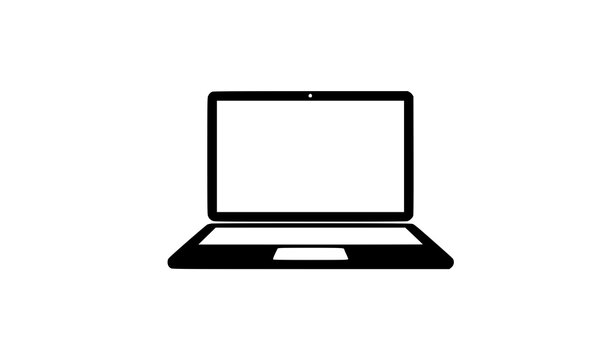 Laptop black silhouette icon computer technology vector isolated on white background