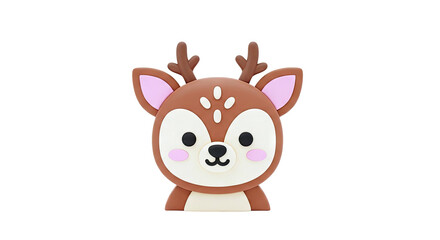 Obraz premium Cute cartoon deer character with pink ears and blush