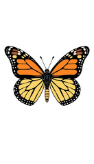 Obraz premium A colorful monarch butterfly in a flat vector illustration style, perfect for commercial campaigns and graphic design projects.