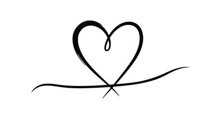 Elegant Whisked Heart Outline for Love and Romance Design Elements