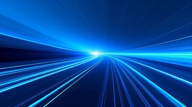 Blue abstract light streaks converging
