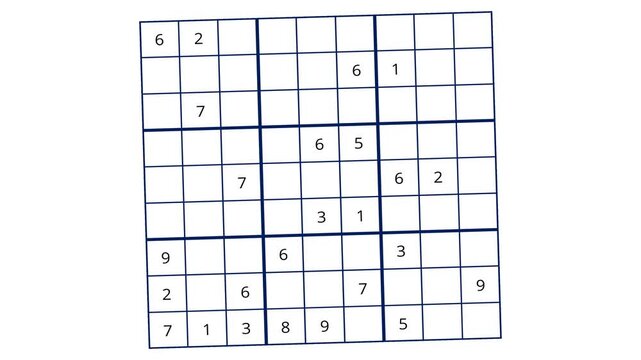 Sudoku puzzle, nine by nine, easy level 
