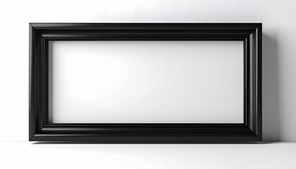 Obraz premium Black Rectangular Picture Frame on White Background.