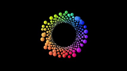 Colorful circular pattern with dots creating a vibrant visual effect against a black background