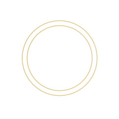 A minimalist illustration of two thin, concentric circles rendered in a light gold color on a white background.