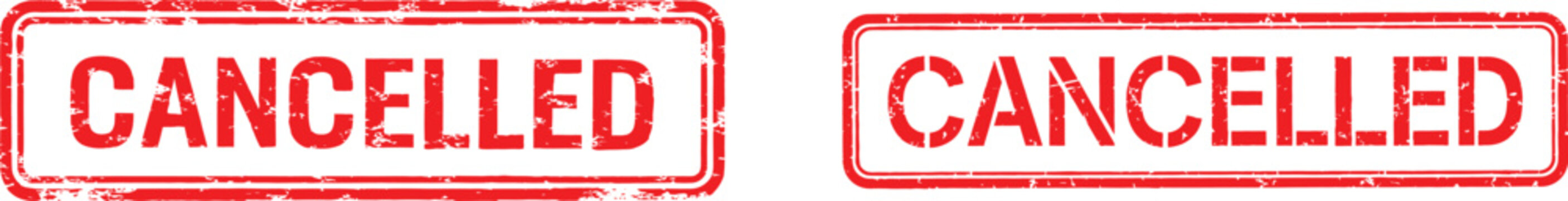 Red cancelled stamp on white background for business concept